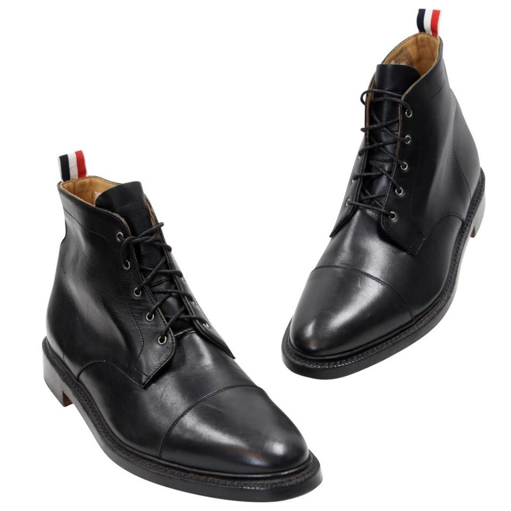 Thom Browne Ankle Boots Size 10.5 Leather Lace-up Cap Toe Shoes TB-0502N-0151